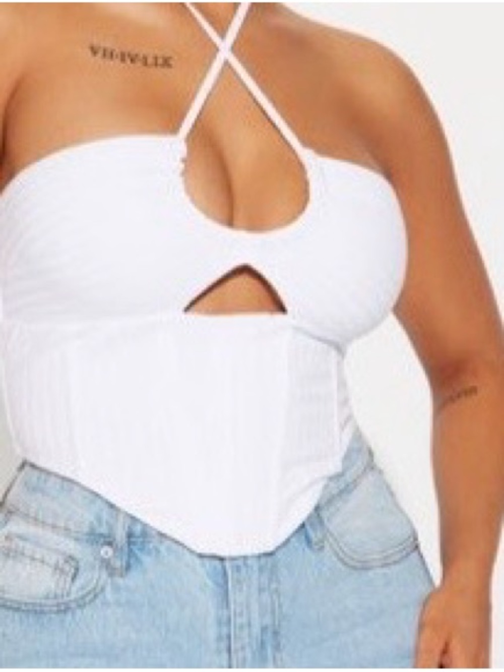 Fashion Nova White Cutout Bustier Crop Top